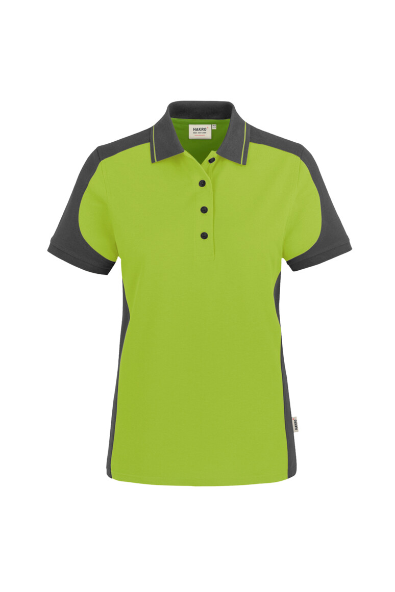 Damen Poloshirt Contrast MIKRALINAR® kiwi/anthrazit