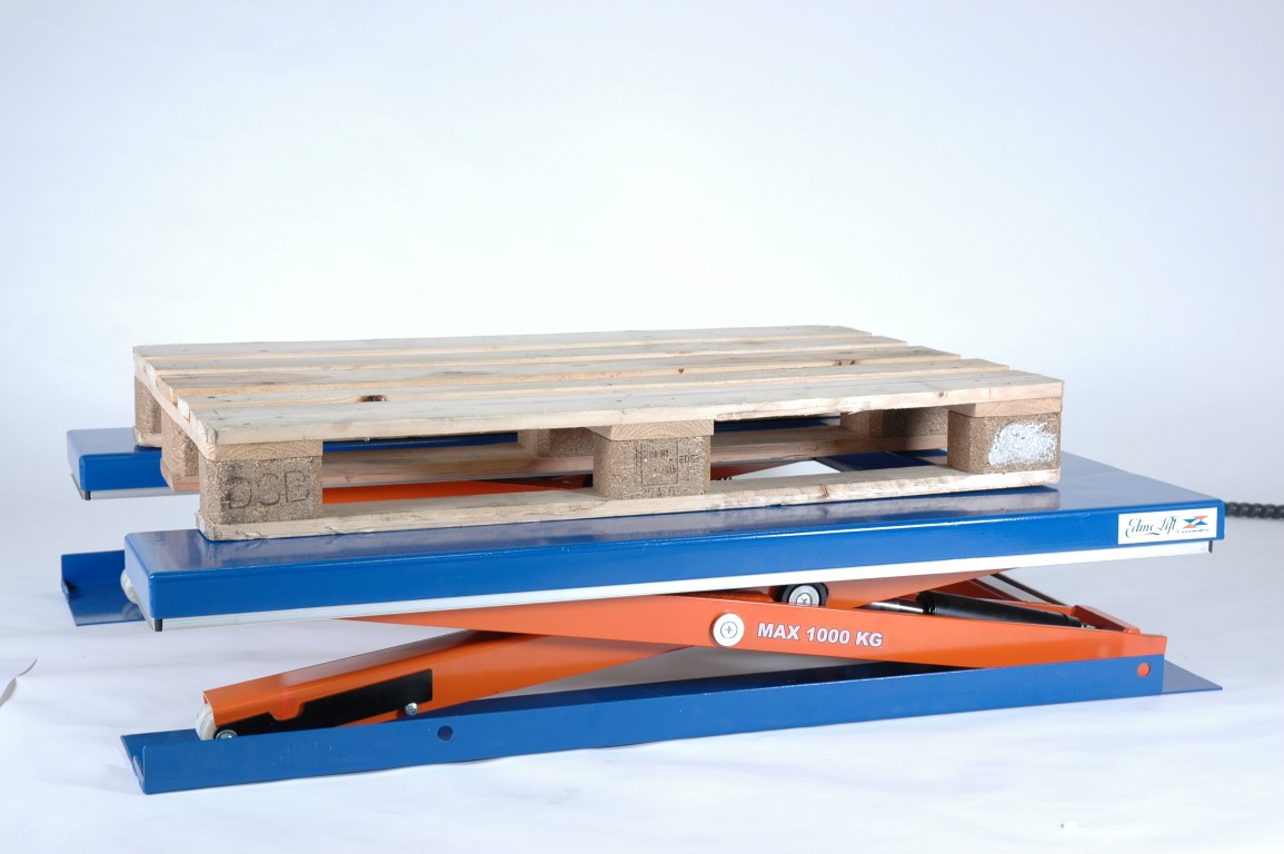 Flach-Hubtisch CUB 1000 - Hubwagen zwischen Schenkel