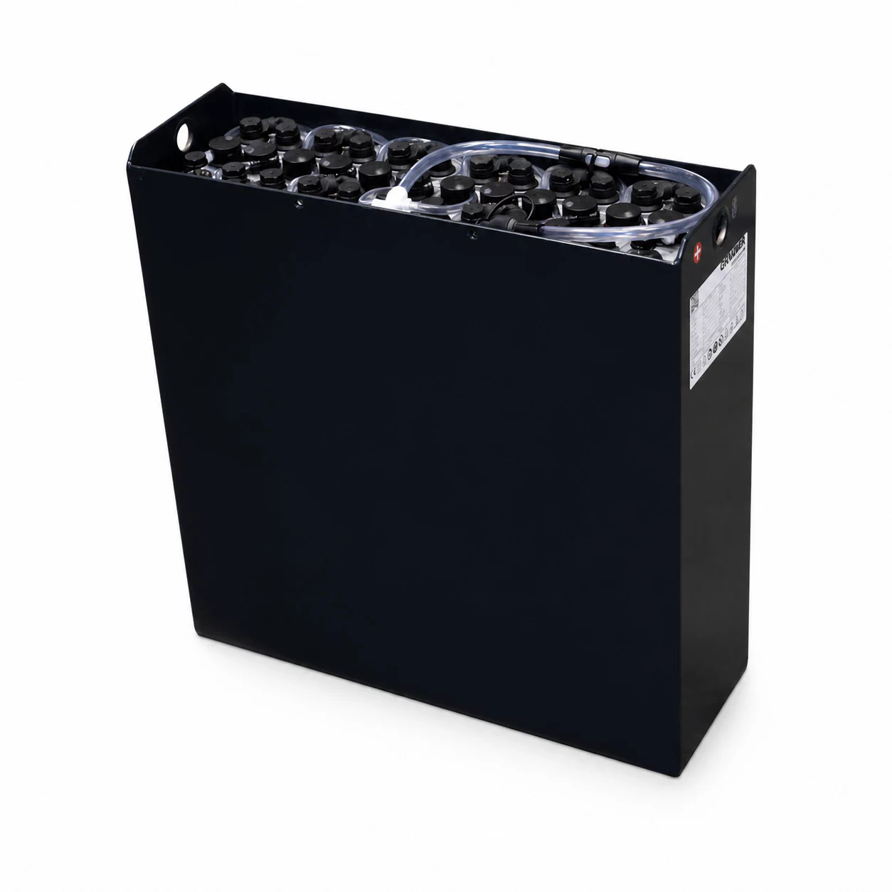 GRUMA Staplerbatterie 24 V vor weißem Studiohintergrund