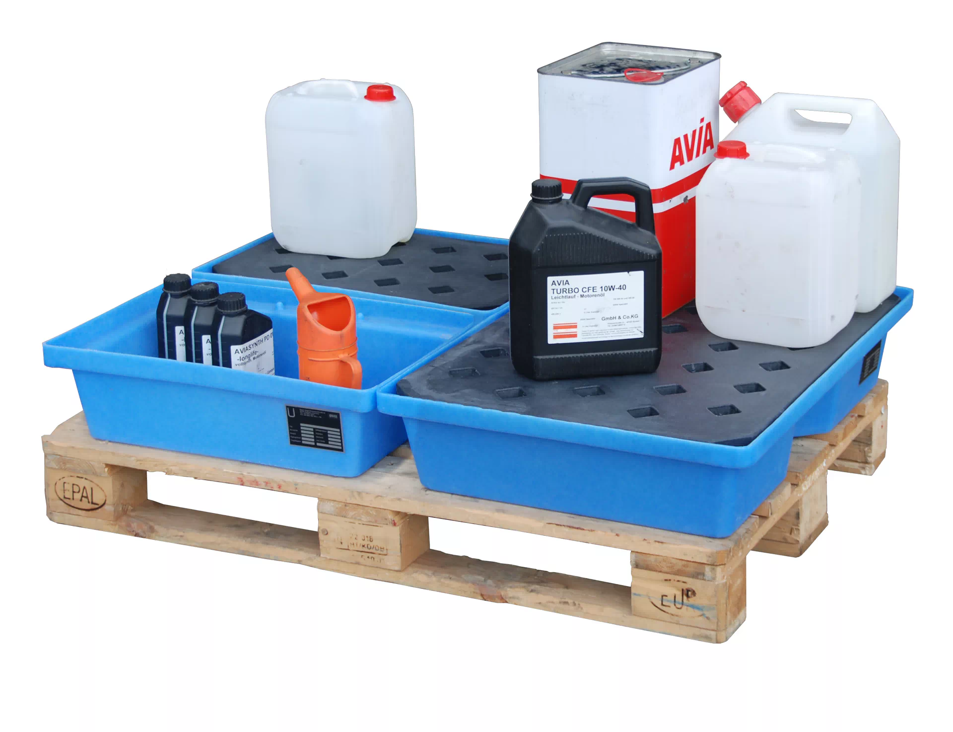 GREEN-LINE PE-Auffangwanne für Paletten KWP-P 20, aus robustem Polyethylen, Blau