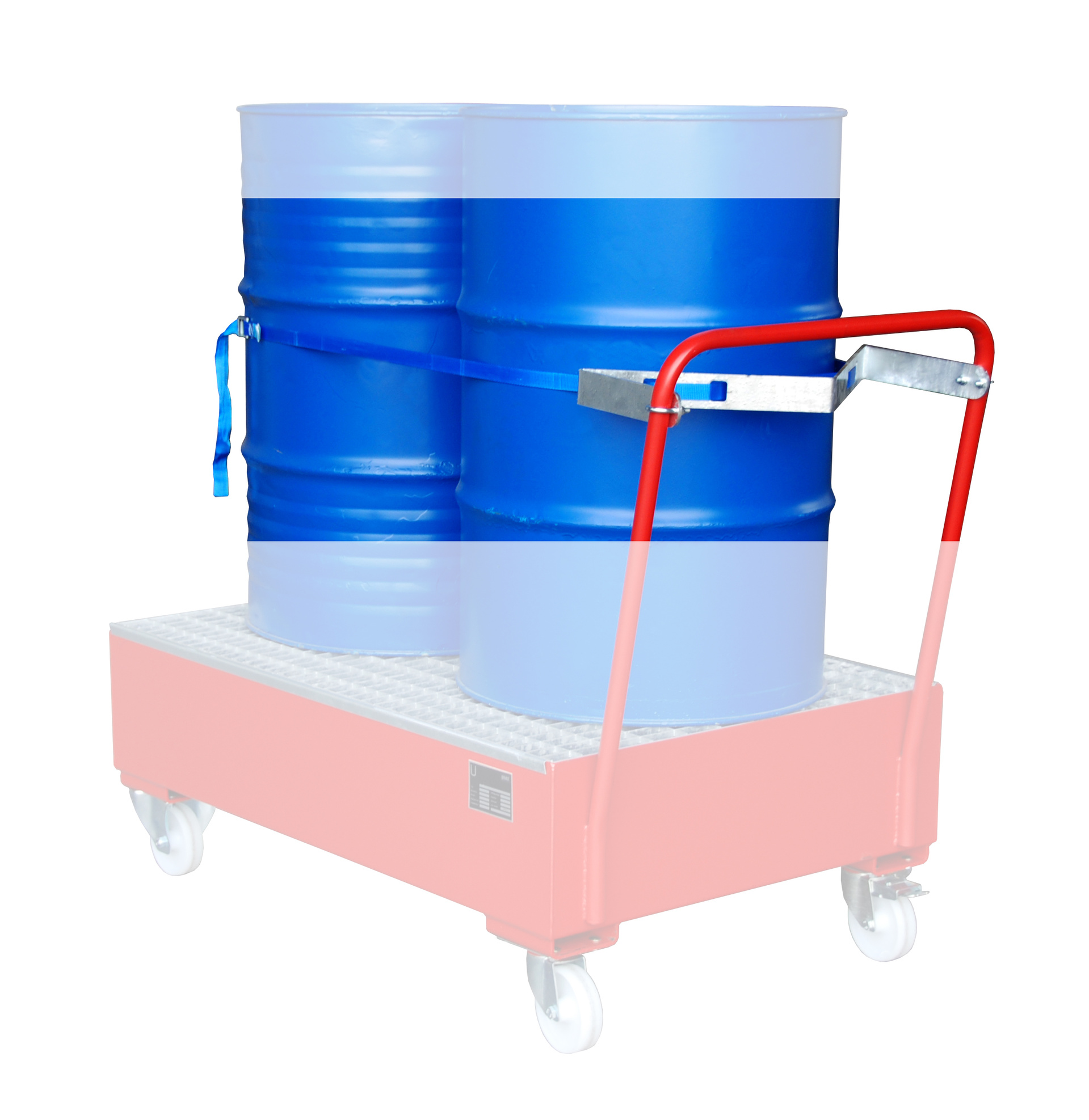 Fasshalterung mit Spanngurt für 2 x 200 Liter Fässer