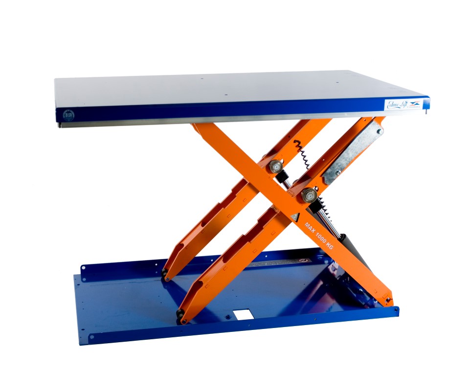 Flachhubtisch TCL 1000. Beladen mit Hubwagen ohne Grube.