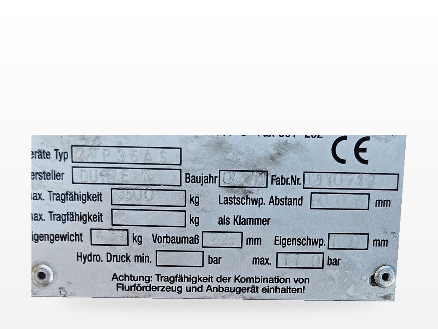 Durwen ZVP35AS Zinkenverstellgerät – Ansicht 2