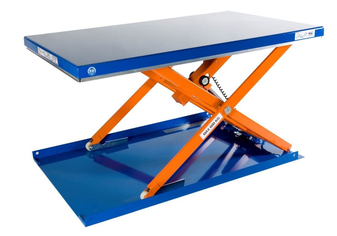 Flachhubtisch für Beladung mit Hubwagen ohne Grube. Niedrige Bauhöhe