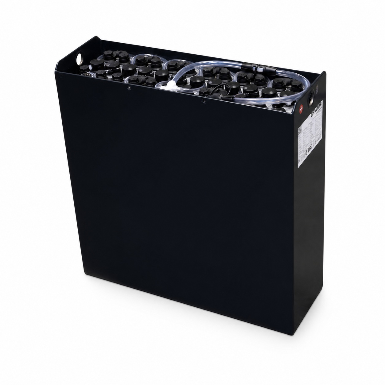 GRUMA Staplerbatterie 24 V vor weißem Studiohintergrund