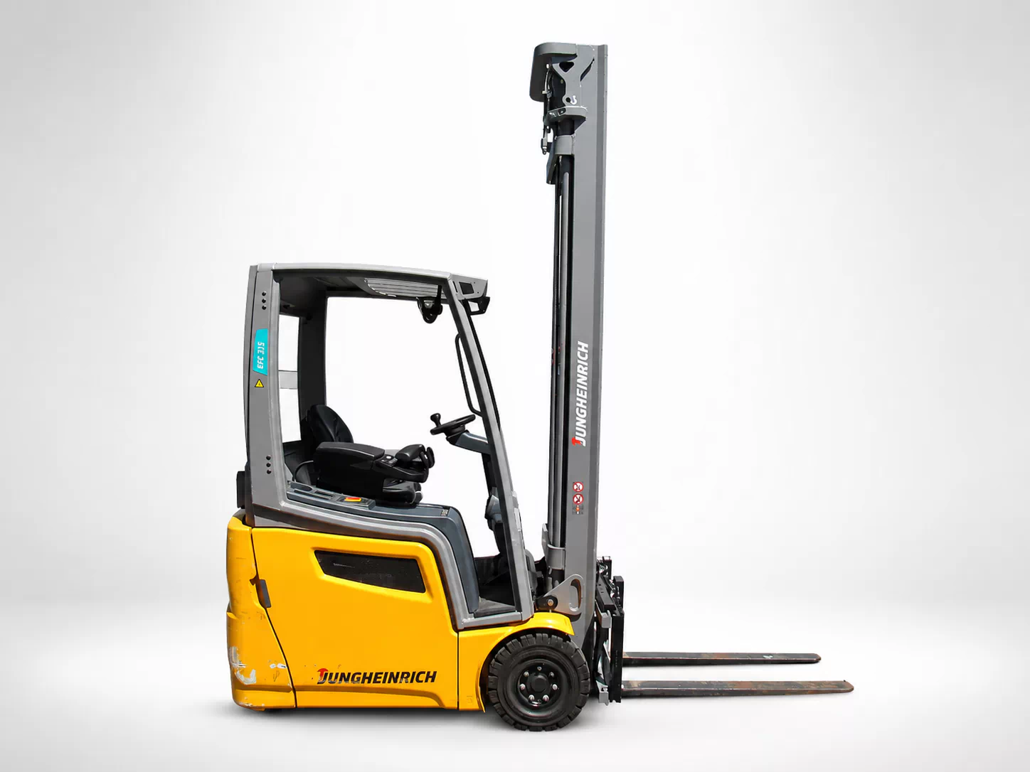 Jungheinrich EFG215 3-Rad Elektro-Gabelstapler – 1.500 kg, 5,0 m Hubhöhe, Baujahr 2020